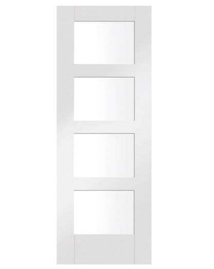 Shaker 4 Light Internal White Primed Door with Clear Glass