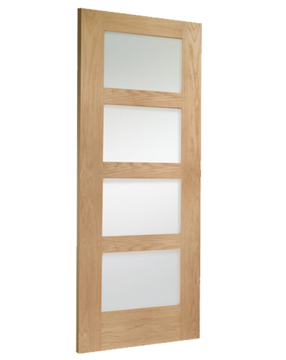 Shaker 4 Light Unfinished Oak FD30 Fire Door with Obscure Glass🔥