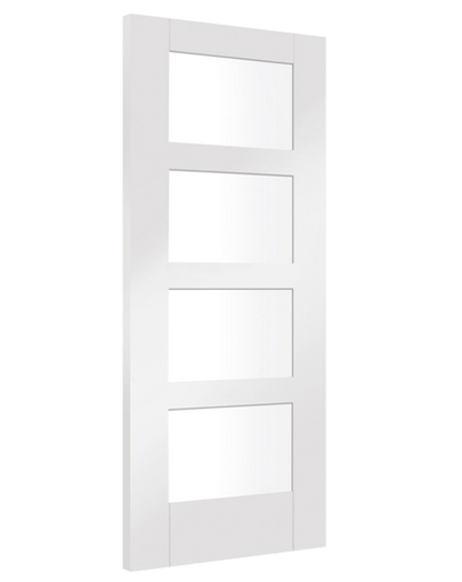 Shaker 4 Light Internal White Primed Door with Clear Glass