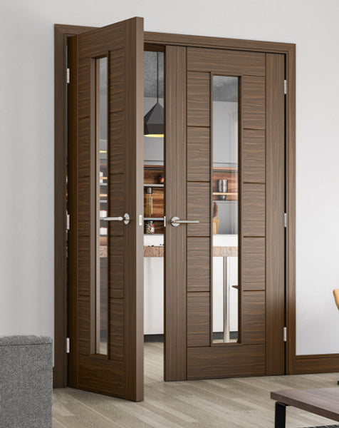 Seville Fully Finished Walnut Glazed 1L FD30 Fire Door 🔥
