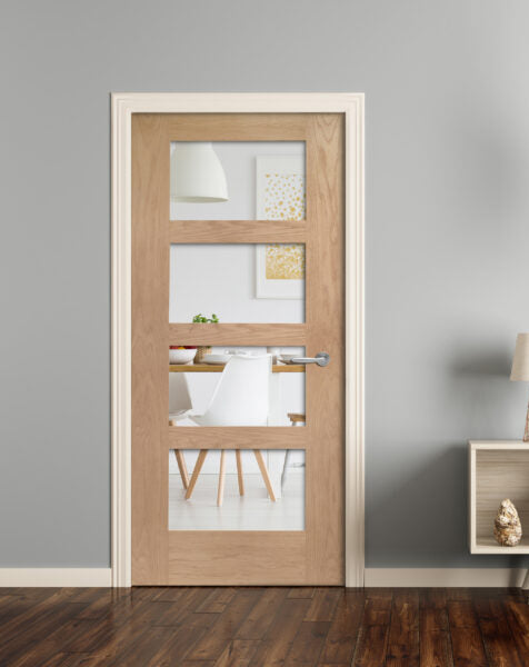 Shaker 4 Light Unfinished Oak with Clear Glass