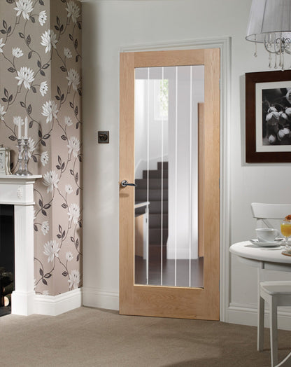 Suffolk Original Internal 1 Light Pre-Finished Oak Door with Clear Etched Glass