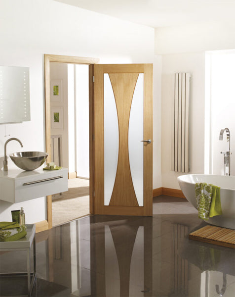 Verona Internal Unfinished Oak Door with Obscure Glass