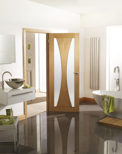 Verona Internal Unfinished Oak Door with Obscure Glass