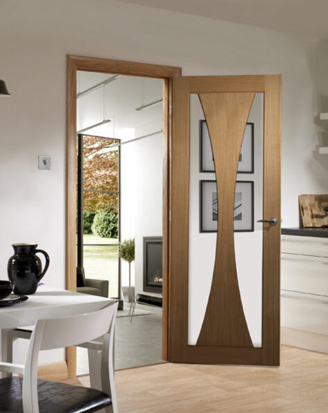 Verona Pre-Finished Internal Oak Door with Clear Glass