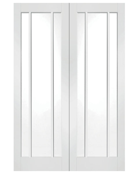 Worcester Internal Rebated White Primed Door Pair with Clear Glass
