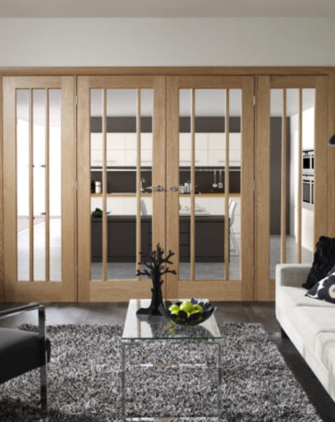 Worcester Unfinished Oak Rebated Door Pair with Clear Glass