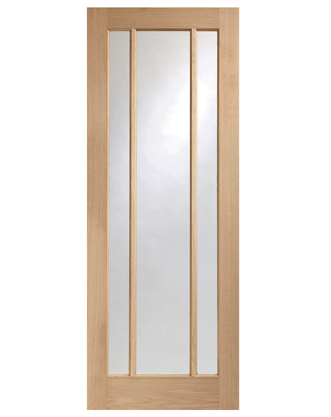 Worcester 3 Light Unfinished Oak FD30 Fire Door with Clear Glass