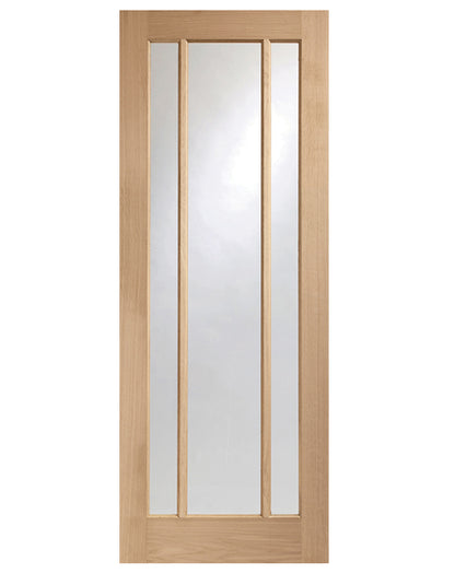 Worcester 3 Light Unfinished Oak FD30 Fire Door with Clear Glass