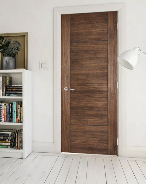 Vancouver 5P Fully Finished Laminated Walnut FD30 Fire Door