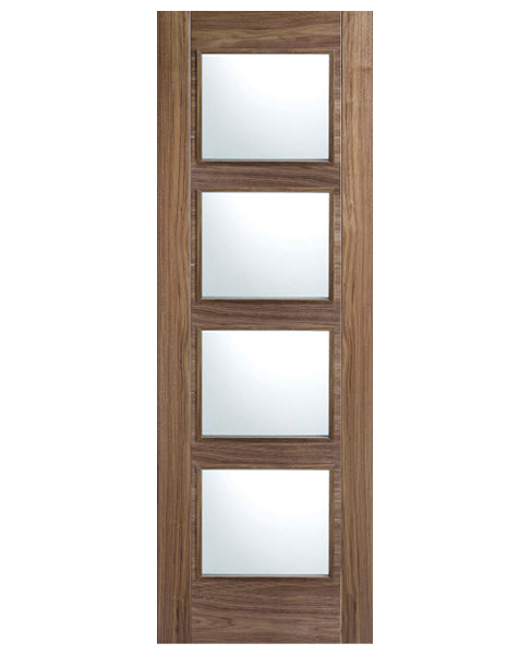 Vancouver Fully Finished Walnut Clear Glazed 4L FD30 Fire Door