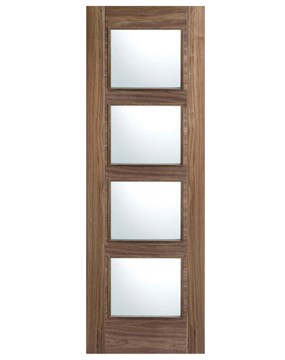 Vancouver Fully Finished Walnut Clear Glazed 4L FD30 Fire Door