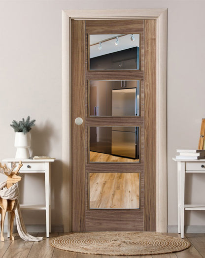 Vancouver Fully Finished Walnut Clear Glazed 4L FD30 Fire Door