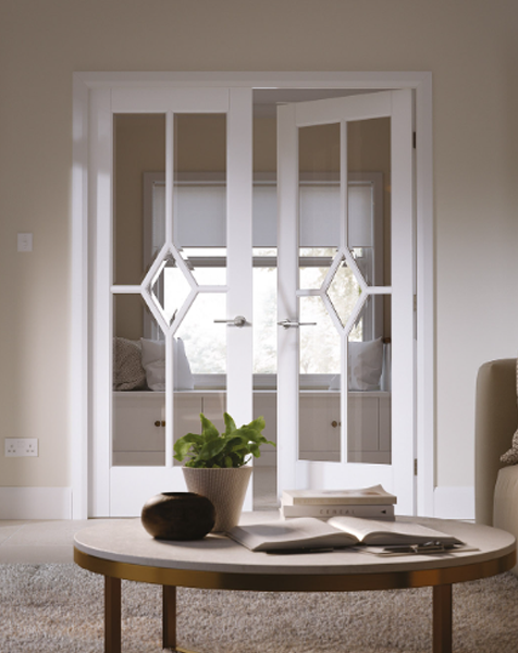 Reims White Primed Clear Glazed Rebated Pair