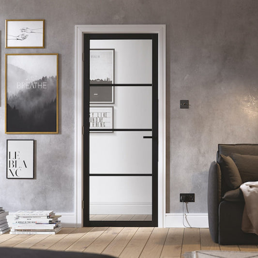 Soho Pre-finished Black Glazed Clear Glass - Code PGCBSOH
